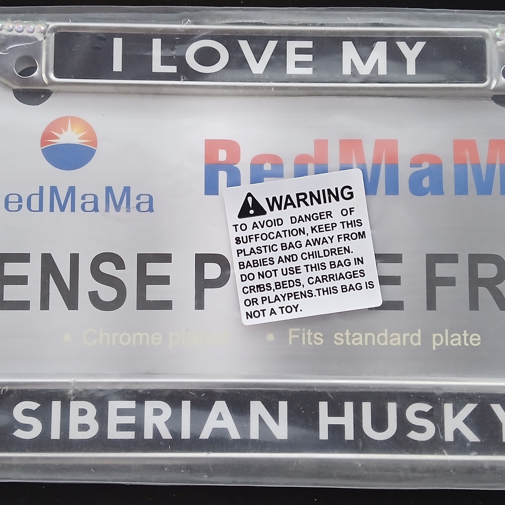 Blingy RedMaMa License Plate Frame for Siberian Husky Lovers